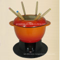 Enamel Cast Iron Cheese Fondue Set with 6 Forks